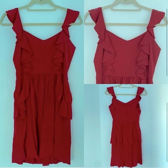 ♥️ Like New Sexy Ruffle Strap and Pocket Red Dress Shopbop Revolve - Picture 1 of 4